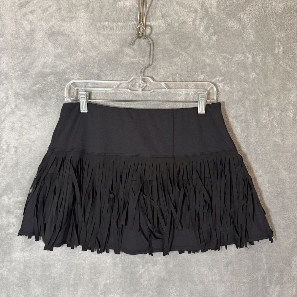 Lucky in Love Skort M Black Fringe Tennis Golf Pickleball Skirt Athletic